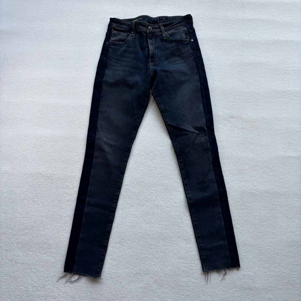 AG Adriano Goldschmied Farrah Skinny Ankle Jeans‎ Women 26 Blue Two Tone Stripe